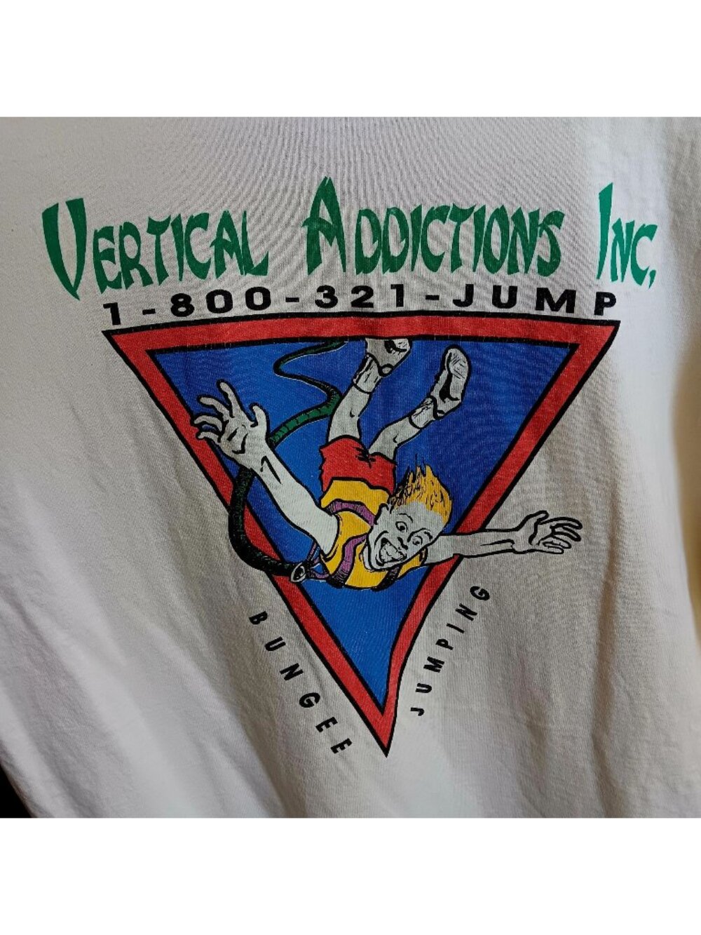 Vintage T-shirt XL 90s 1991 Vertical Addictions Bungee Jumping Single Stitch